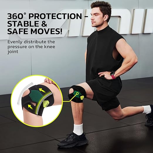 aoFIT Knee Brace for Men Women Knee Pain Meniscus Tear Arthritis Patella Dislocation Best Osteoarthritis Adjustable Compression with Memory Stabilizers for ACL MCL Breathable for Injury Recovery XL