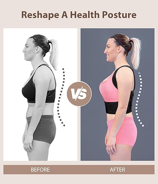 URSEXYLY Posture Corrector for Women Adjustable Upper Back Brace Posture Support Back Straightener Pain Relief(XS/S,Black)