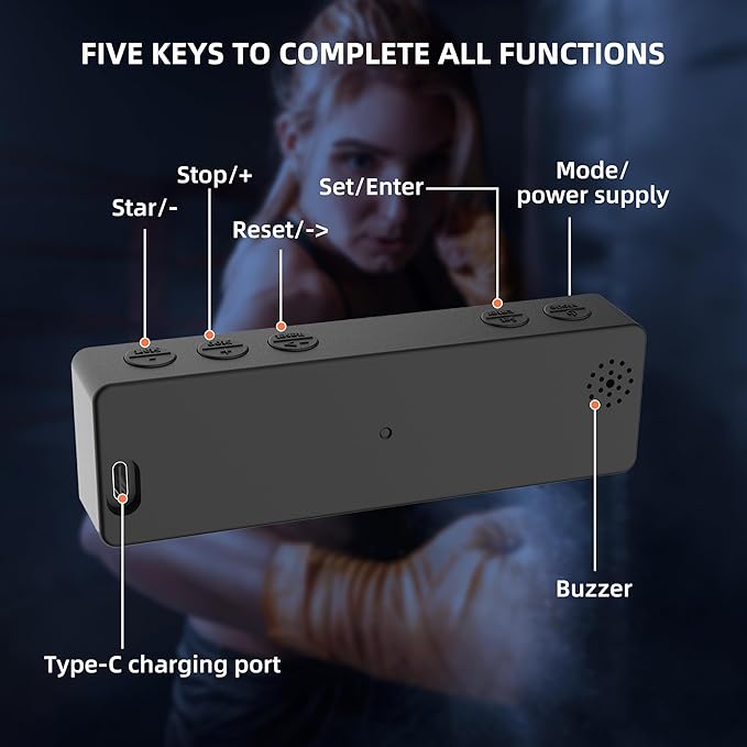 Mini Portable Gym Timer Clock, Large LED Digital Display Screen, Powerful Magnet, Powerful Battery, Count up/Down, Stopwatch, Exercise Interval Timer, Eight Fitness Modes, Suitable for Home and Gym
