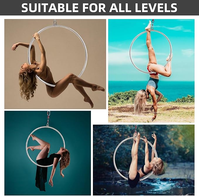 PRIOR FITNESS Aerial Lyra Hoop Set for Adults Suspension Professional Ring Fitness Stainless Steel Single Point Aerial Hoop Equipment Kit(Tube Dia:25mm and 32mm)