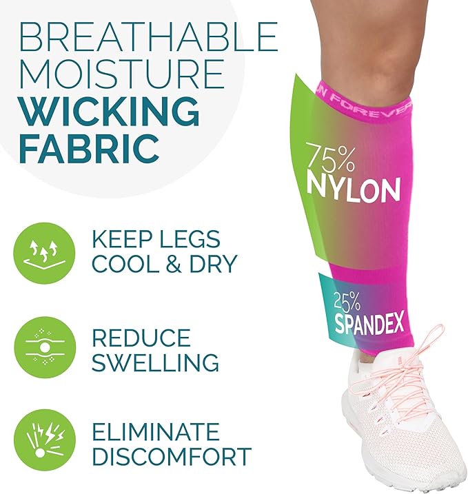 Run Forever Calf Compression Sleeves for Men and Women - Leg Compression Sleeve - Footless Compression Socks for runners