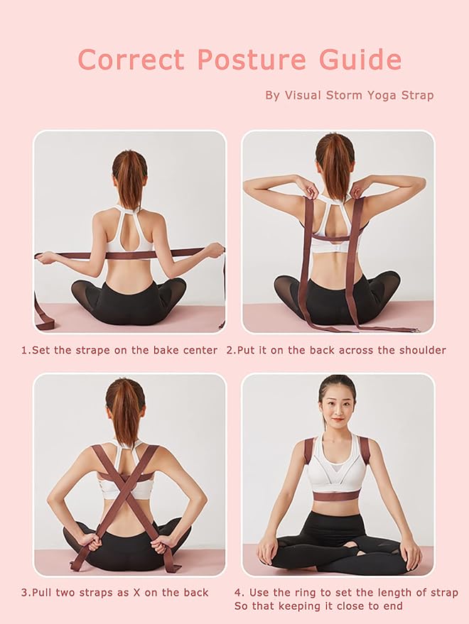 8ft Cotton Yoga Strap for Stretching with a D-Ring, Thick Cotton Nylon Yoga Belt with Extra Safe Metal Loops with Bag Set, 250g Nylon Durable Fitness Stretch Belt with Buckle As Physcial Therapy Bands Workout
