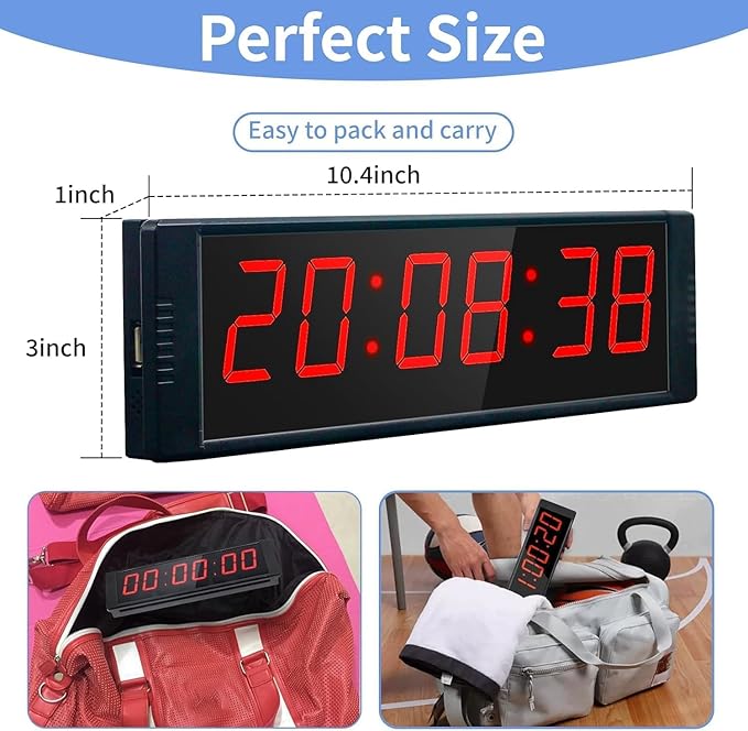 Large Stopwatch with Start/Stop Button, LED Digital Timer with Remote, Countdown Clock with Buzzer, Gym Clock for Home Gym, Interval Timer for Workout, Plug in (with Stand)