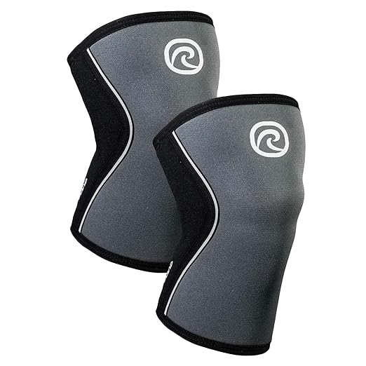 Rehband RX Knee Support for Strength Training & Fitness - 7mm Neoprene Knee Sleeve, Flexible & Non-Slip, Knee Sleeve for Men & Women, Colour:Steel Grey - 1 Pair, Size:Small