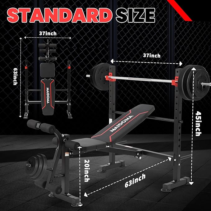 1500LBS 8 in 1 Weight Bench Set with Leg Extension/Curl and Preacher Curl, Bench Press Set and Barbell Rack with Safety Bar Catches, Foldable Workout Benches for Home(US Stock)
