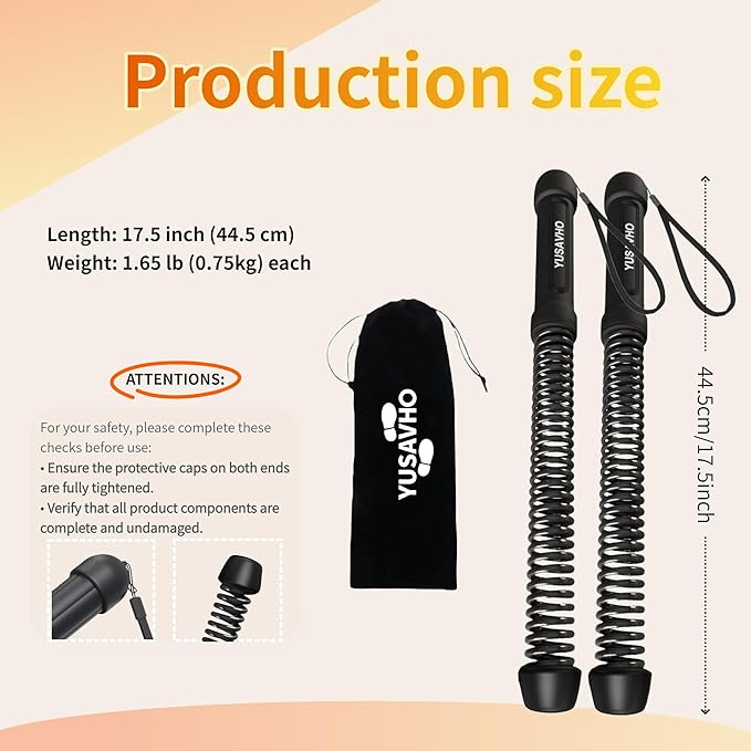 Ropeless Battle Ropes for Home Gym with Storage Bag, Cordless Battle Rope Sticks, Portable Workout Rope for HIIT Strength Training, Quiet Exercise Equipment for Men & Women(Black)