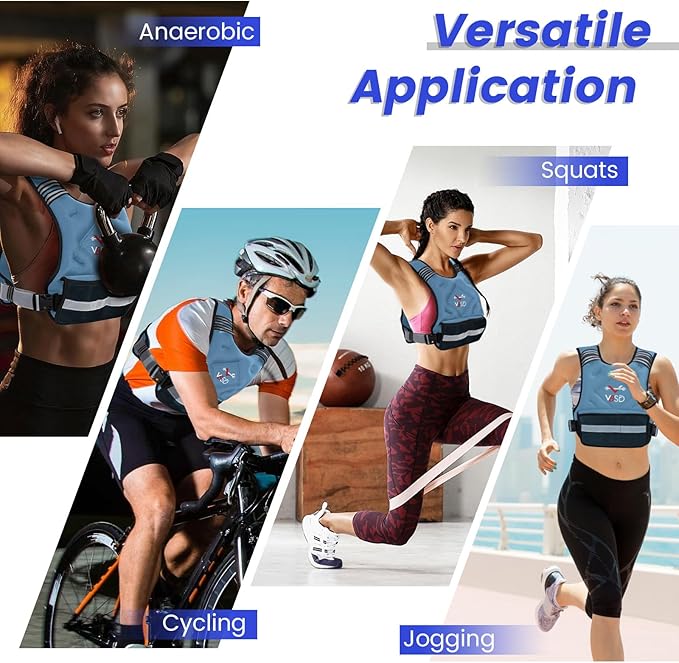 VBSD Adjustable Weighted Vest for Women Men 4-10lb/11-20lb/20-32lb Vest with 6 Ironsand Weights Body Weight Vest with Reflective Strip for Running Walking Strength Training Workouts