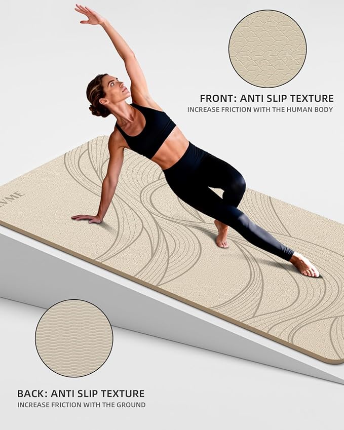 Large Yoga Mat (75.5"x47.6"x0.4"）Extra Wide & Thick 10mm, Non-Slip Exercise Mat, High-Density TPE Mat for Yoga Pilates & Home Gym Workouts