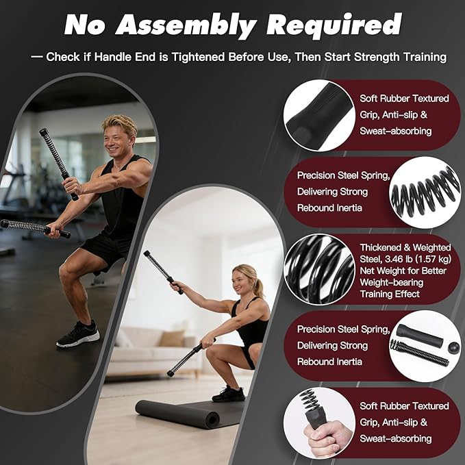CYFIE Heavy Duty Ropeless Battle Ropes for Home Gym, Cordless Battle Ropes Weighted Workout Rope for HIIT, Strength Building & Low-Impact Aerobic Exercise, Portable Fitness Equipment for Men & Women