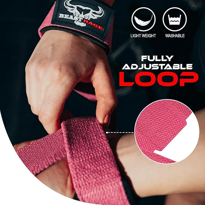 BEAST RAGE Lifting Wrist Straps for Weightlifting, Straps Gym Grip Power Workouts Lifting Straps Padded Cotton Men Women Wrap Lift, Deadlift Bodybuilding Weight Lifting Exercise Straps