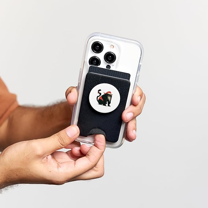 Christmas Cat Shirt Fat Cranky Cat Wearing Red Santa Hat PopSockets PopWallet for MagSafe