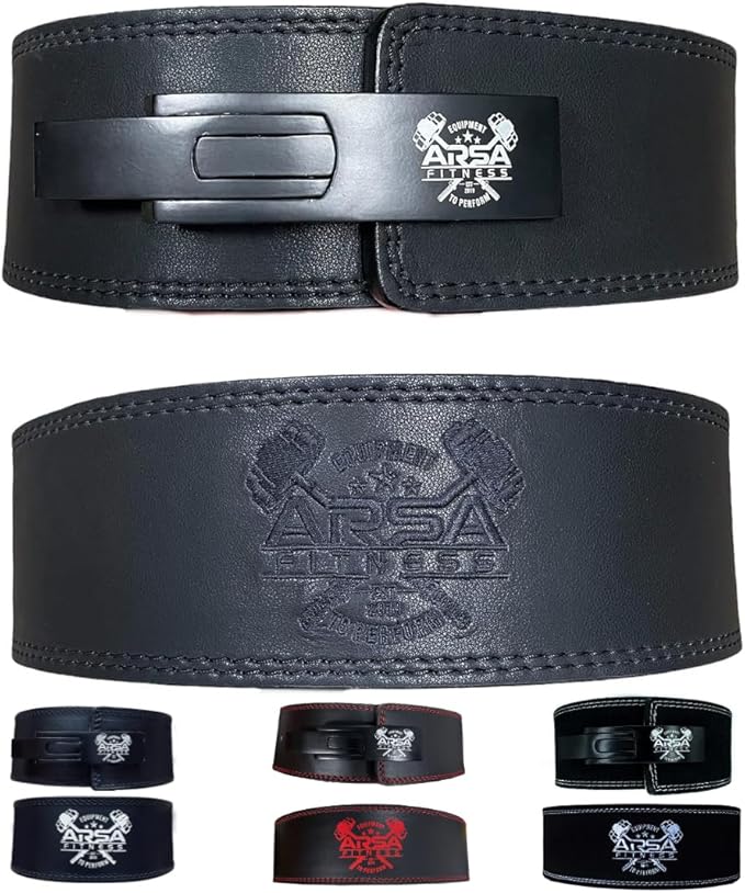 Arsa Fitness Weightlifting Adjustable Lever Belt for Men & Women Real Cow Hide Leather for Powerlifting Back Support Workout Deadlifts Squats 10MM Thickness 4" Width - Nighthawk
