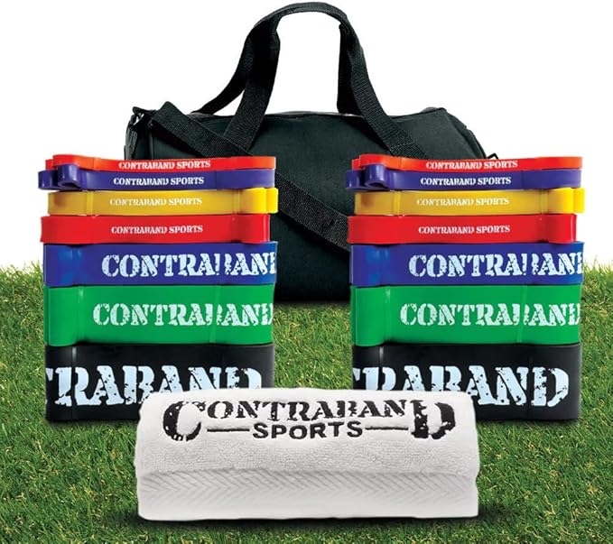 Contraband Sports 7419 41in Loop Elastic Resistance Bands, Weight Lifting Bands, Powerlifting Bands, Pullup Assistance Bands, and Yoga Stretch Bands - Perfect for Gym, Home, or Travel