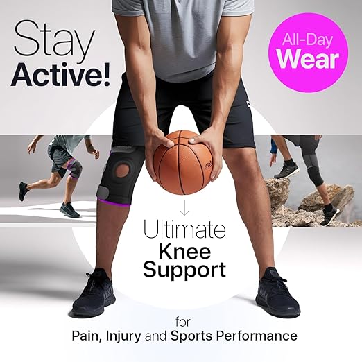 Knee Brace for Women and Men – Knee Compression Sleeve for Meniscus Tear, ACL, Arthritis Pain Relief, Patella Pad & Side Stabilizers – Please Check How To Size Video (Pink, Medium)