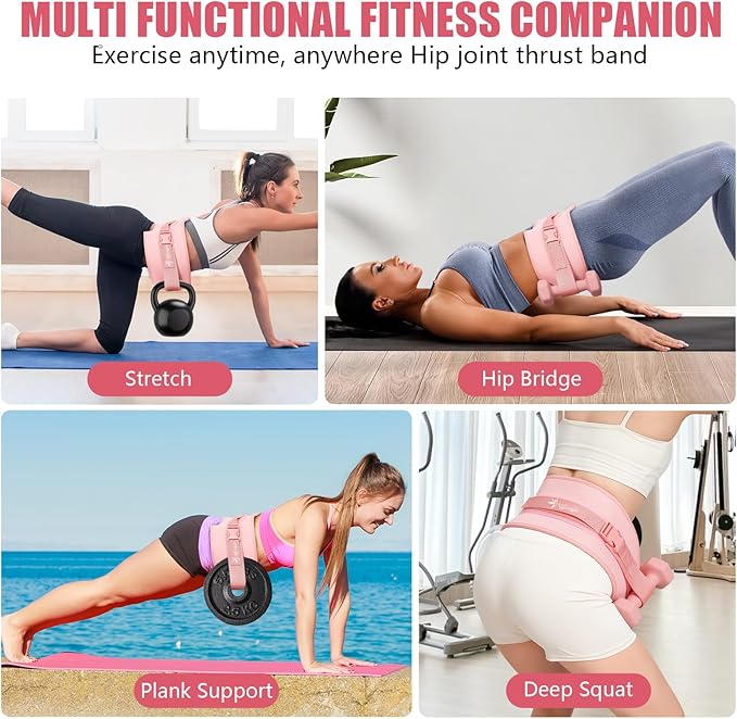 Exercise Hip Thrust Belt - Dumbbell Hip Thrust Belt, Thicken & Widen, Comfortable for Dumbbells, Kettlebells or Plates, Slip Padding, Gym or Home Workouts