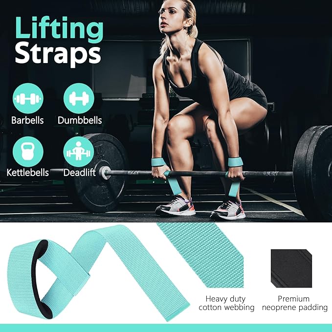 WALITO 8Pcs Barbell Pad Set for Hip Thrust - Squat Pad,Gym Accessories for Women with Bar Bad,Bench Press, with Gym Ankle Straps,Resistance Bands for Working Out,Lifting Strap,Carry Bag