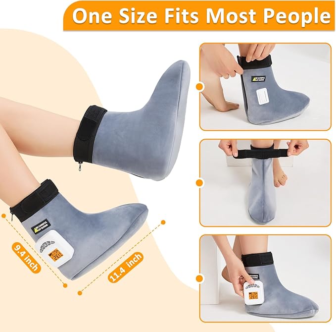 Cordless Foot Heating Pad Massager with Heat, Heating Pad for Feet for Plantae Fasciitis, Electric Foot Warmer for Ankle Heel Spur, Heated Ankle Wrap for Swelling