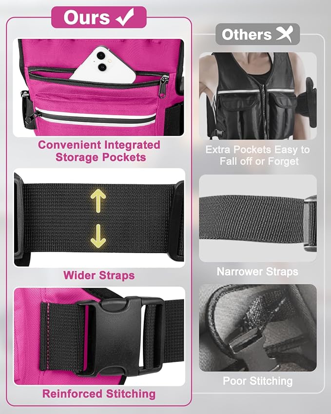 Weighted Vests for Women Men, 8 12 16 20 lb Weighted Vest with Storage Pockets, Rucking Vest with Reflective Stripe, Adjustable Straps Weight Vest for Running, Walking, Workout, Training