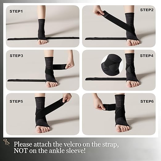 ABIRAM Adjustable Ankle Brace for Women & Men - Compression Sleeve with Wrap for Sprains, Plantar Fasciitis, Achilles Tendonitis - Running, Volleyball, Basketball Support - Breathable, Size S