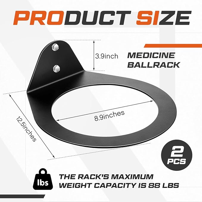Gisafai Medicine Ball Holder Storage Wall Mounted Slam Med Exercise Ball Rack 8.9 in Inside Diameter, 88 Lbs for Gym Heavy Duty Basket Sports Garage Home Commercial