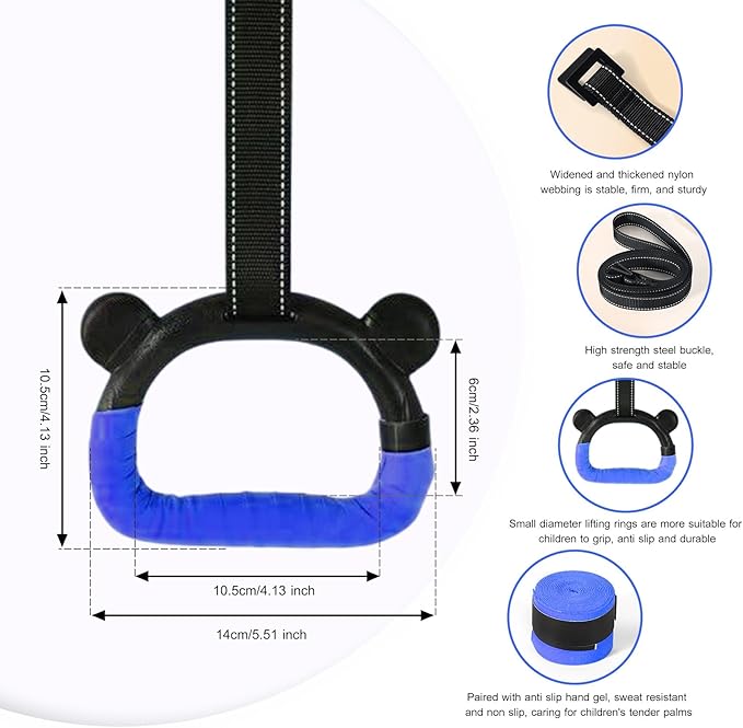 Kids Gymnastics Rings, Children's Home Gym Equipment, Children's Adjustable Strap Strength Training Rings, Pulling Rings for Physical Training