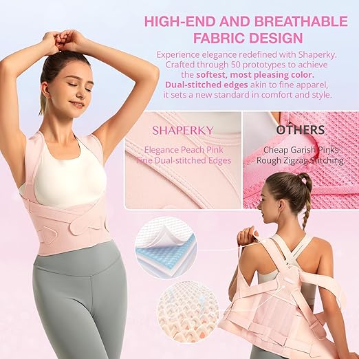 SHAPERKY Posture Corrector for Women for Support: Back Brace for Full Back Support - Adjustable Shoulder Straightener for Women and Men (Large)