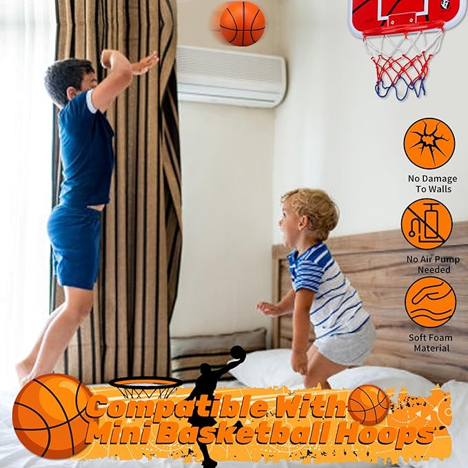 Amarlozn 5" Mini Foam Basketball Set, 3 PCS Orange, Ideal for Kids, Toddlers, Beach, Pool, Indoor & Outdoor Play