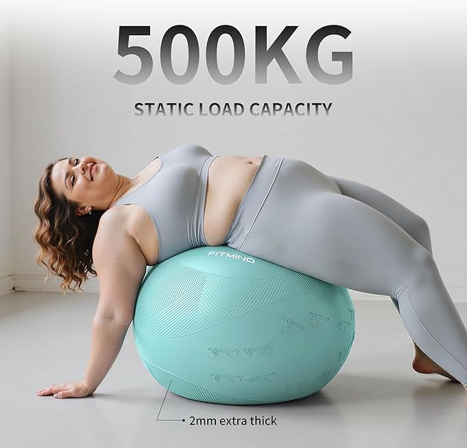 Extra Thick Yoga Ball with Training Instruction, Anti-Burst Slip Resistant Exercise Ball with Pump for Pilates,Physical Therapy,Pregnancy Stability,Birthing Ball 22in 26in 30in