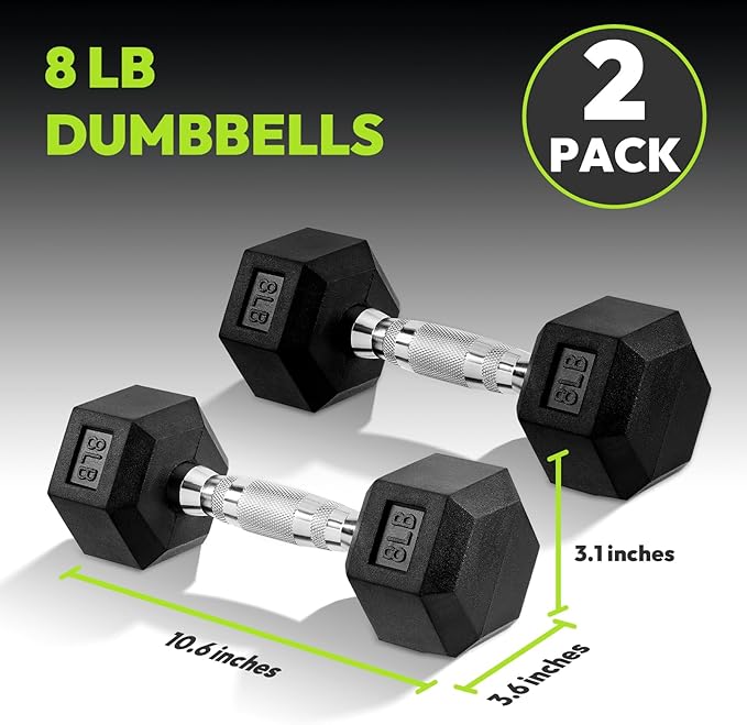 Hex Dumbbell Set, 2.5-65 lb Rubber Encased Exercise & Fitness Dumbbells, Weights Dumbbells Set of 2, Hand Weight for Strength Training