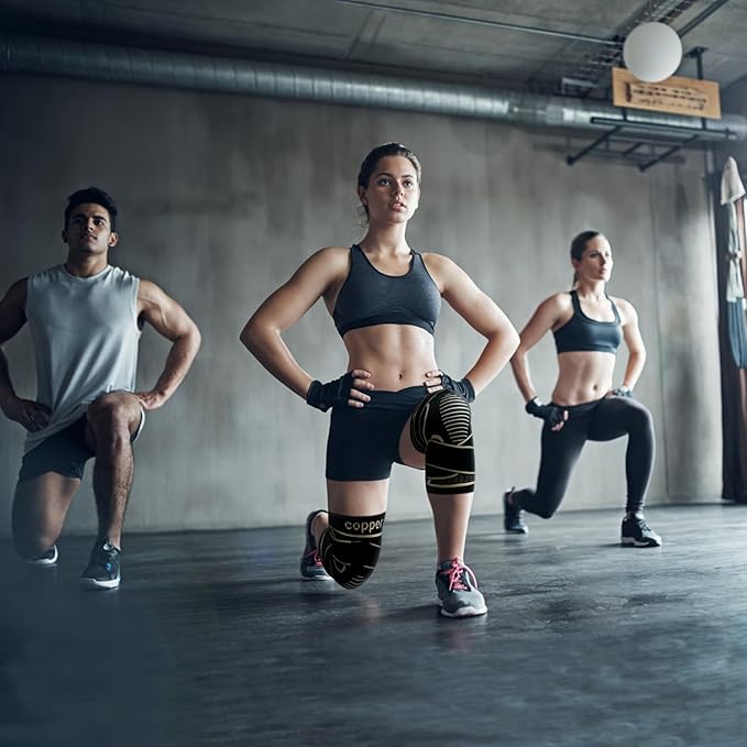 Copper Knee Braces with Strap for Knee Pain Women and Men(2 Pack), Knee Compression Sleeve for Arthritis, ACL, Meniscus Tear, Joint Pain Relief, Knee Support for Working, Running, Weightlifting(XL)