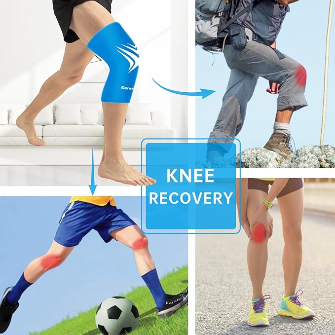Extended Leg Knee Ice Pack Wrap for Injuries Compression, Reusable Gift Soft Gel Freeze Knees Brace for Swelling Replacement Surgery, Cold Therapy for Arthritis, Meniscus Tear (Knee-Blue-2 Pack)
