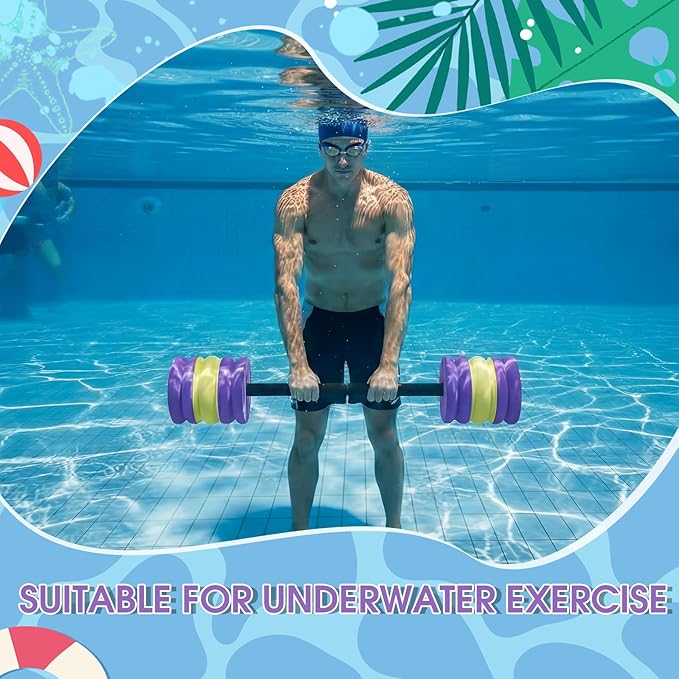 Soulchen 3 Pcs Long Aquatic Exercise Dumbbells Swim Barbells 25'' 29'' 33'' Foam Water Weight Dumbbell Pool Barbells with High Density EVA Foam for Swim Water Aerobics Fitness Loss