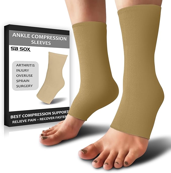 SB SOX Ankle Compression Sleeve for Men and Women (1 Pair) - Ankle Brace Support Stabilizer for Sprained Ankle, Achilles Tendonitis, Sports