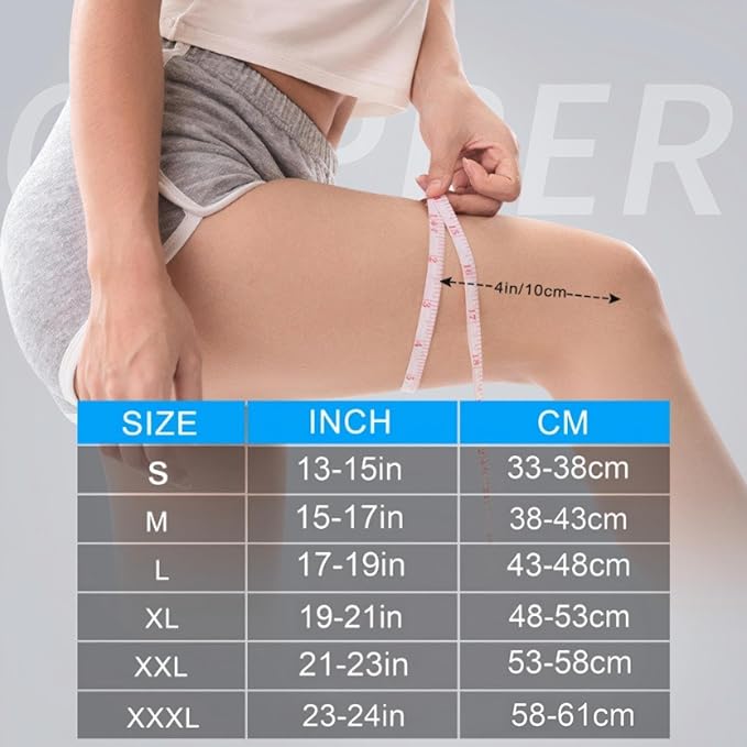 JHVW Copper Knee Brace for Women Men 2-Pack, Knee Compression Sleeve with Straps, Knee Braces for Knee Pain, Knee Support for Running Working