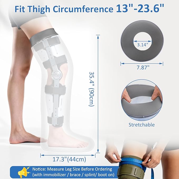 Zoyehoo Waterproof Full Leg Cast Cover for Showering Adult, Extra Long Cast Covers for Shower Leg, Reusable Watertight Shower Protector for Thigh Knee Foot Ankle Surgery Wounds Cast Boot & Brace, XL