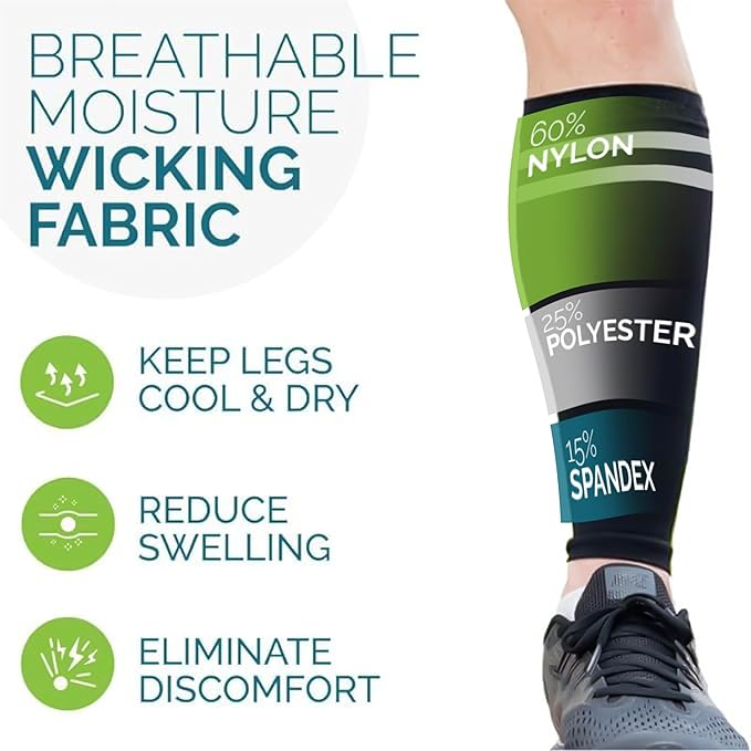Run Forever Calf Compression Sleeves for Men and Women - Leg Compression Sleeve - Footless Compression Socks for runners