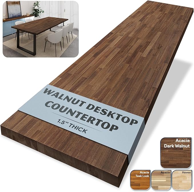 Howizz Walnut Butcher Block Countertop 60 x 30 x 1.5 Inches - Solid Wood Table Top for Desk Top, Dining Table, Workbench Top