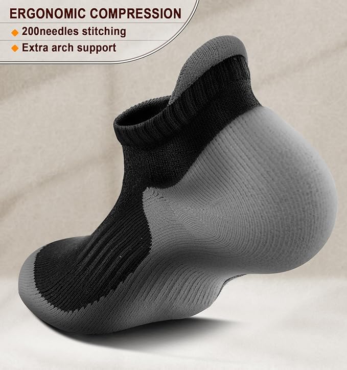 BULLIANT Men Running Socks,Active Ankle Socks No Show For Men With Cushioned Footbed Arch Support Breathable Wicking
