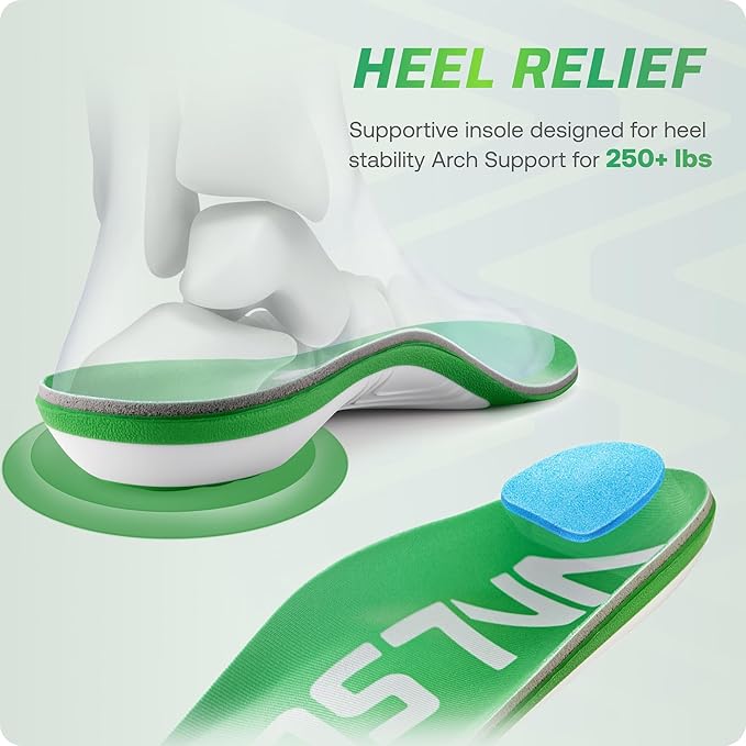VALSOLE 250+ lbs Plantar Fasciitis High Arch Support Insole for Men Women,Heavy Duty Support Pain Relief Orthotics Insert,Relieve Flat Feet,High Arch,Foot Pain,Standing All Day Boot Work Shoe Insole