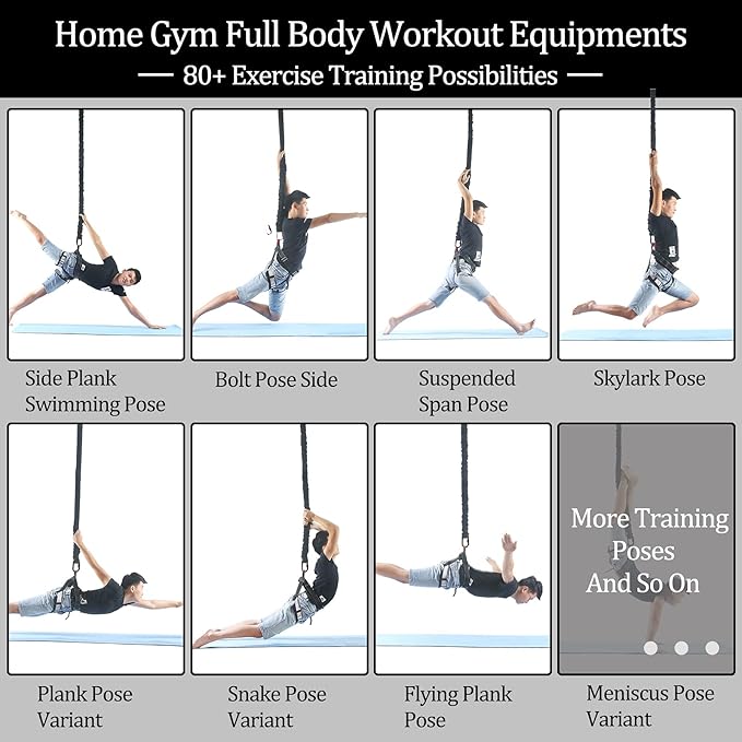DASKING Natural Latex Resistance Bands Set - 3-Level for Suspension Trainer for Home Gym, Yoga & Recovery (Adjustable Harness, Exercise Guide)