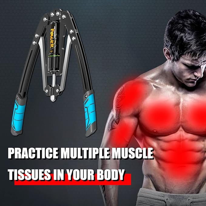 Arm Exercise Equipment Chest Workout - Hydraulic Power Twister 10 Gears Adjustable 22-440lbs,Thick Steel Wear-Resistant, Non-Slip Handle PU Rubber, Workout Equipment Home Gym for Men and Women