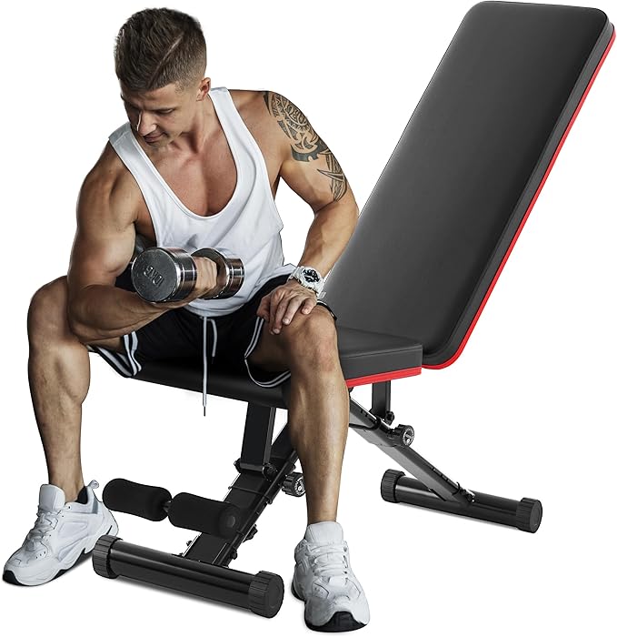 OLIXIS Adjustable Weight Bench for Full Body Strength Training, Foldable Workout Bench with Incline Flat Positions, 795 lbs Capacity Dumbbell Bench for Home Gym, Sit Up, Press, and Ab Exercises