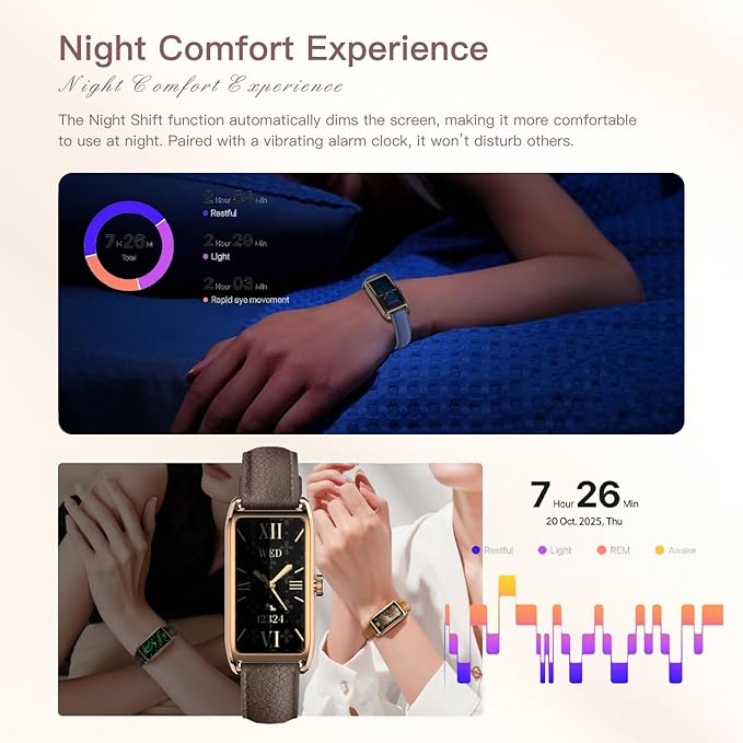Elegant Smart Watch for Women Fitness Tracker with Step Counter Calorie Tracker Heart Rate Monitor Sleep Tracker IP68 Waterproof Activity Tracker Bracelet with AMOLED Touchscreen for iOS Android