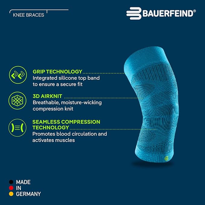 Bauerfeind Sports Compression Knee Sleeve - Lightweight Design with Gripping Zones for Knee Pain Relief & Performance