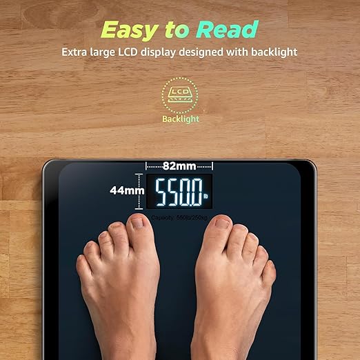 RunStar 550lb Bathroom Digital Scale for Body Weight with Ultra-Wide Platform and Large LCD Display, Accurate High Precision Scale with Extra-High Capacity