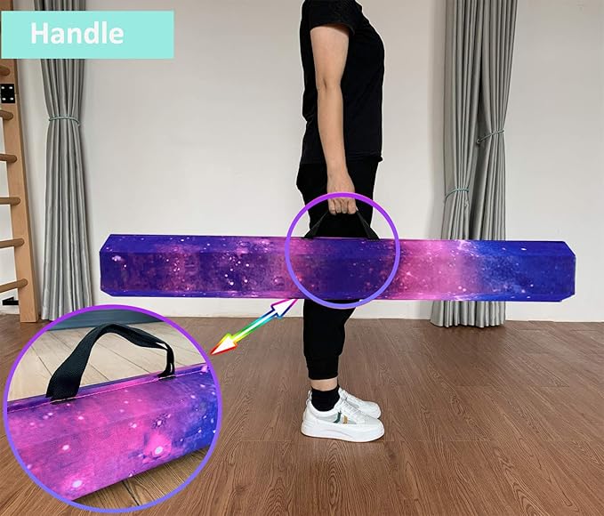 MARFULA 6 FT / 8 FT / 9 FT Folding Gymnastics Beam Foam Balance Floor Beam - Extra Firm - Suede Cover - Anti Slip Bottom with Carry Bag for Kids/Adults Home Use