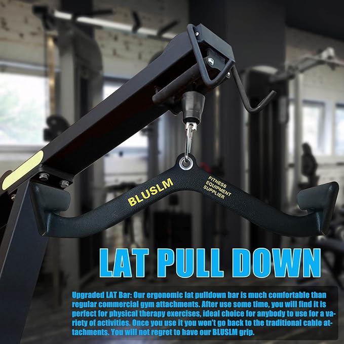 LAT Pull Down Bar for Cable Machine, LAT Pulldown Attachments T-bar V-bar Cable Attachment for Gym, Back Tricep Strength Training Handle