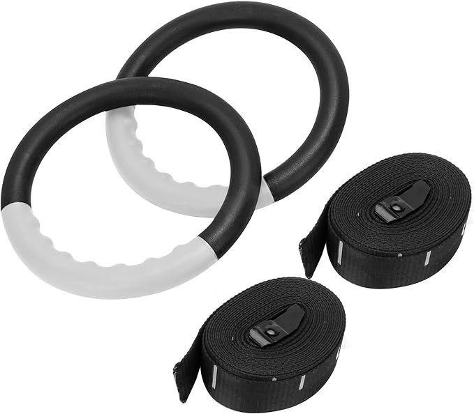 Teamaze Gymnastic Rings with 15 FT Adjustable Straps Non-Slip Gymnastics Rings Pull Up Workout Rings for Home Gym Exercise, Training