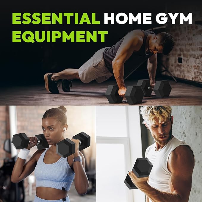 Hex Dumbbell Set, 2.5-65 lb Rubber Encased Exercise & Fitness Dumbbells, Weights Dumbbells Set of 2, Hand Weight for Strength Training