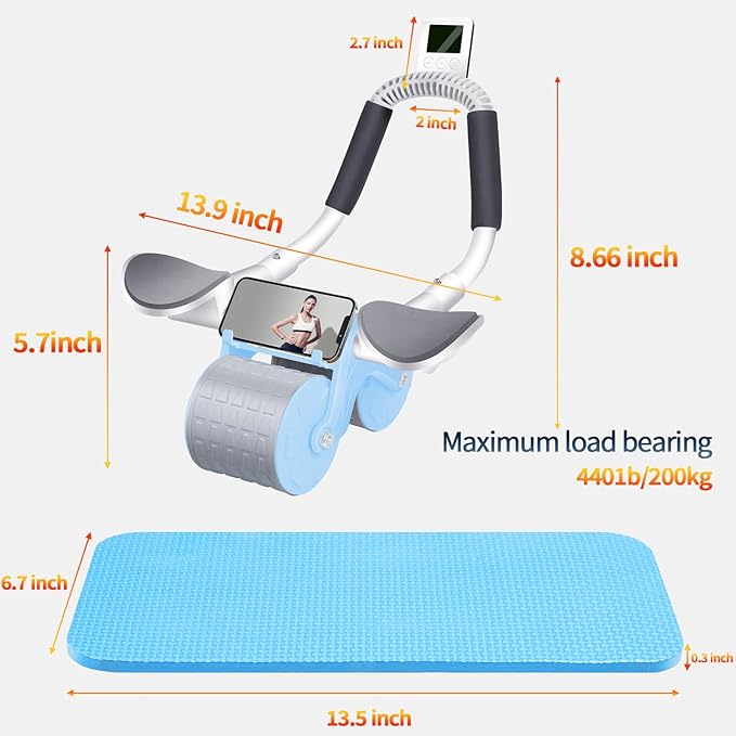 2026 Upgraded Automatic Rebound Ab Roller with Elbow Support, Dual Wide Wheel Ab Workout Equipment for Core Strength Training, Silent Ab Wheel for Beginners Men Women Home Gym Fitness